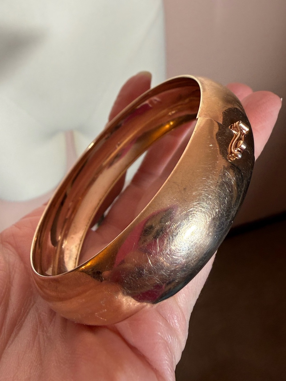 Vintage Lirm Italy rose gold sterling silver minimalist wide Bangle Bracelet